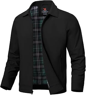 donhobo Men's Jacket Lightweight Transition Jacket Summer Leisure Bomber Jacket Full Zip Up Outdoor Jacket Spring Autumn Windbreaker with Zip Pocket