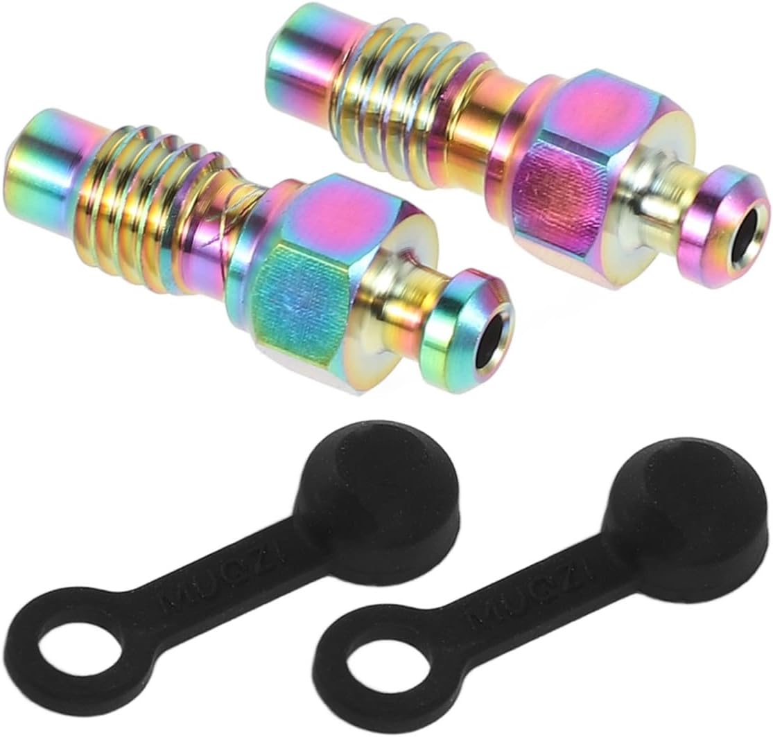 1set Brake Bleeder Screws and Caps Kit Colorful Bleeder Bolts Dust Covers Easy to Install Motorcycle Brake Accessories for Road and Mountain Bikes