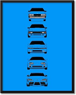 CUSTOMIZABLE COLOR: Toyota Supra Generations Inspired Car Poster - Handmade Print of Toyota Supra - 24x36" Metallic Print (Unframed)-Perfect Gift Car Enthusiast
