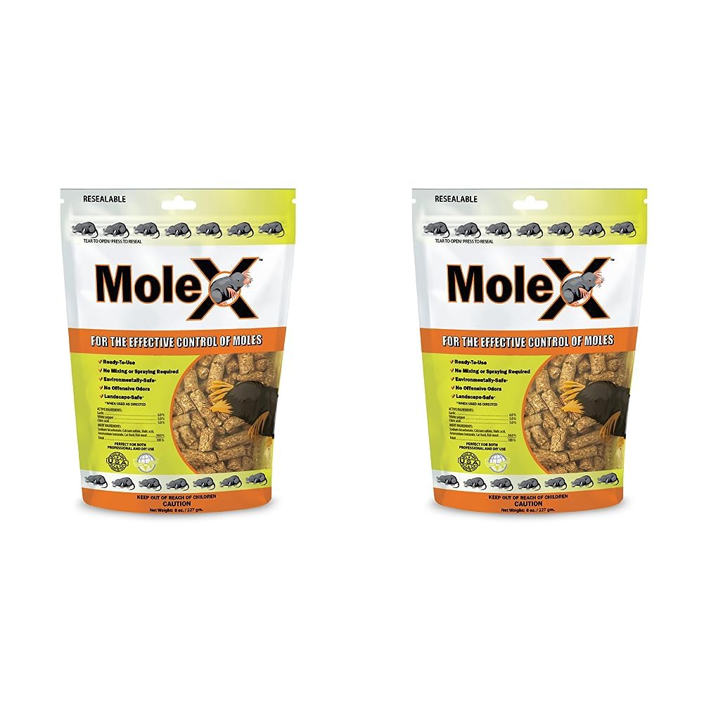 RatX EcoClear Products 620204, MoleX All-Natural Non-Toxic Humane Mole Killer Pellets, 8 oz. Bag (Pack of 2)