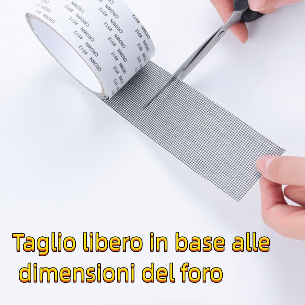 2 Pcs Nastro per Riparare Zanzariere, Nastro Adesivo in Fibra di Vetro per Finestre Insetto, Zanzariera Tessuto Fibra di Vetro Screen Repair Patch, 5cm x 200cm Grigio