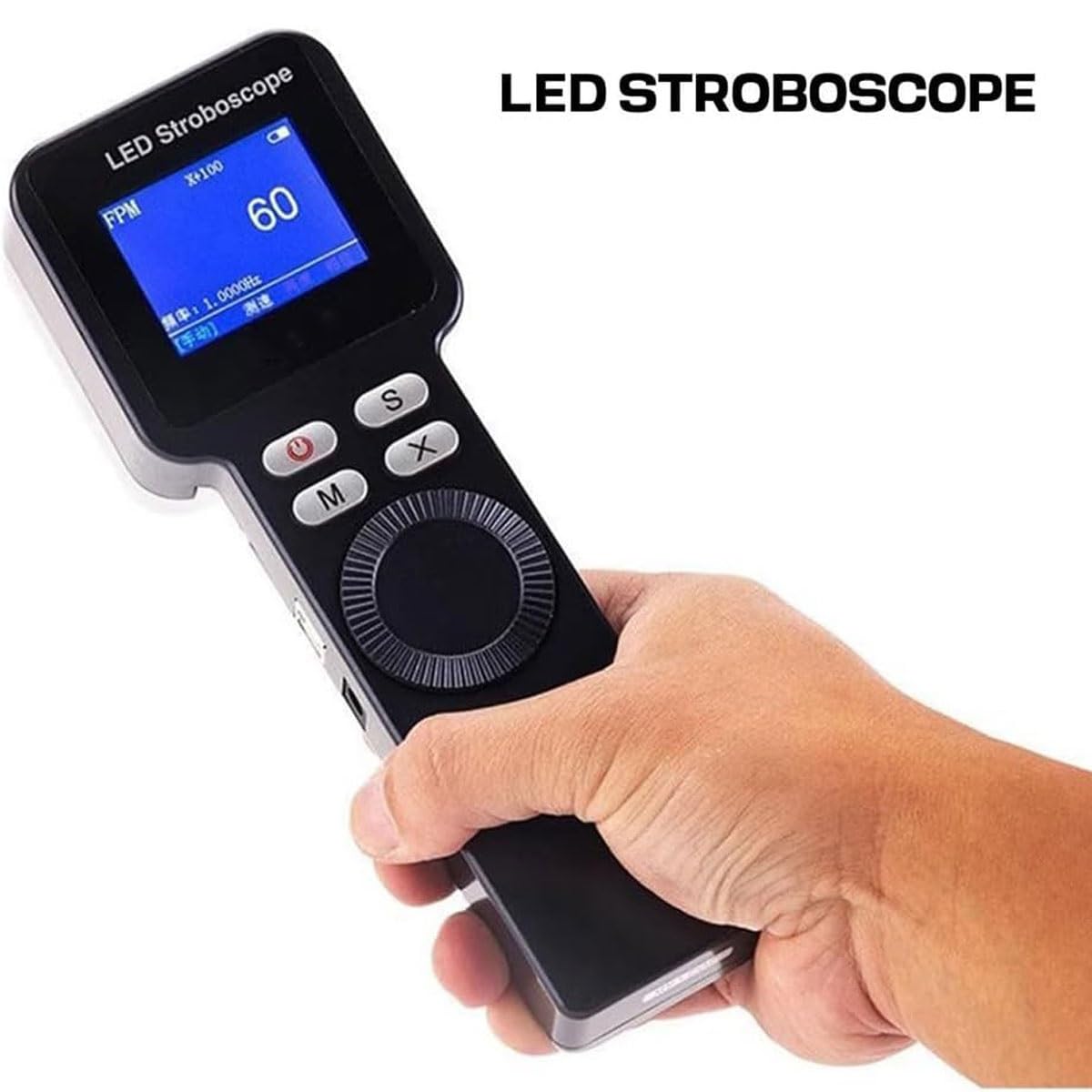 Handheld LED Digital Strobe Light Tachometer,LED Tachometer with Digital Stroboscope Light and LCD Display,Adjustable Frequency,1-999999 RPM Range,for Measuring Gears and Tires
