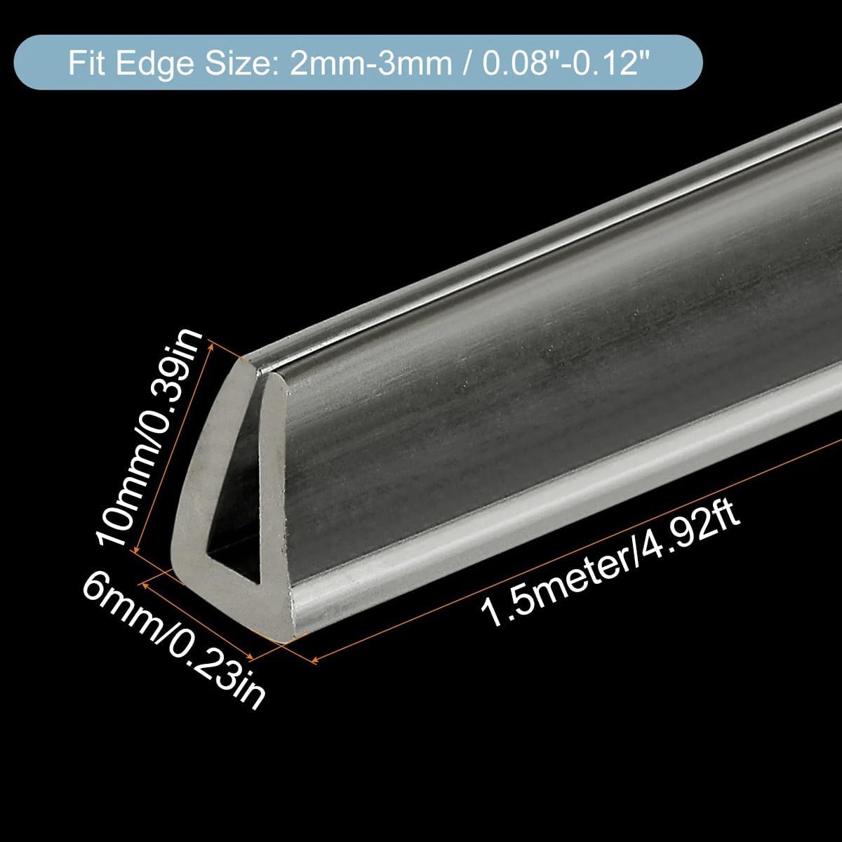 4.92ft Clear Rubber Edge Trim, U Channel Edge Protector for Sharp Edge, Car Doors, Glass - ‌0.39x0.16in