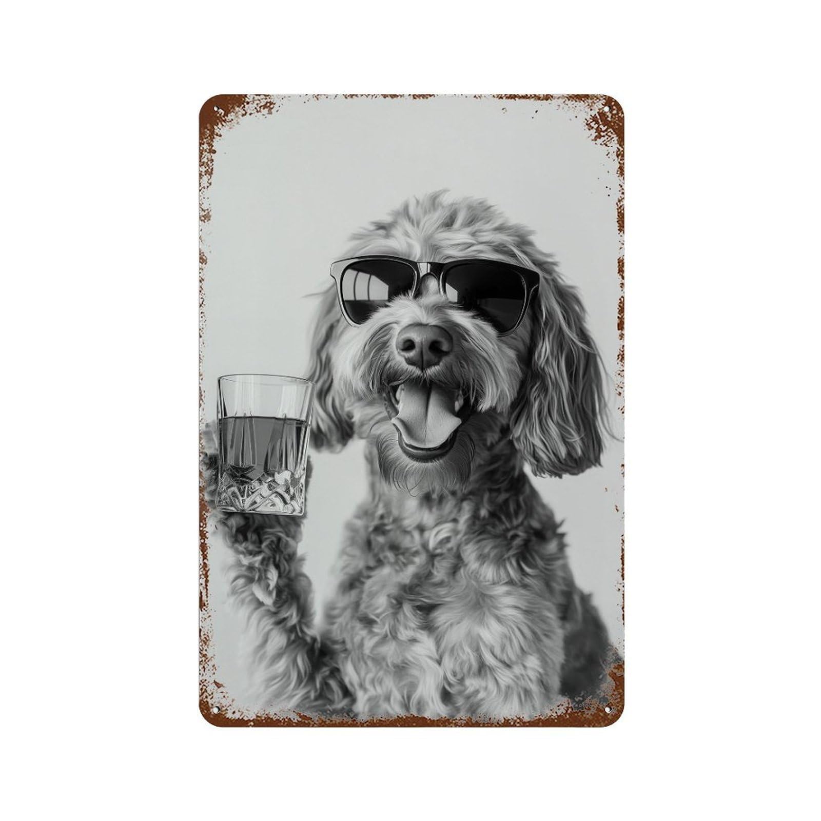 xiaoxiaoshen Goldendoodle Whiskey Art Print Wall Decor Art Metal Tin Poster Modern Home Decor Art Home Bar Shop Decorations Vintage Sign 30x20cm