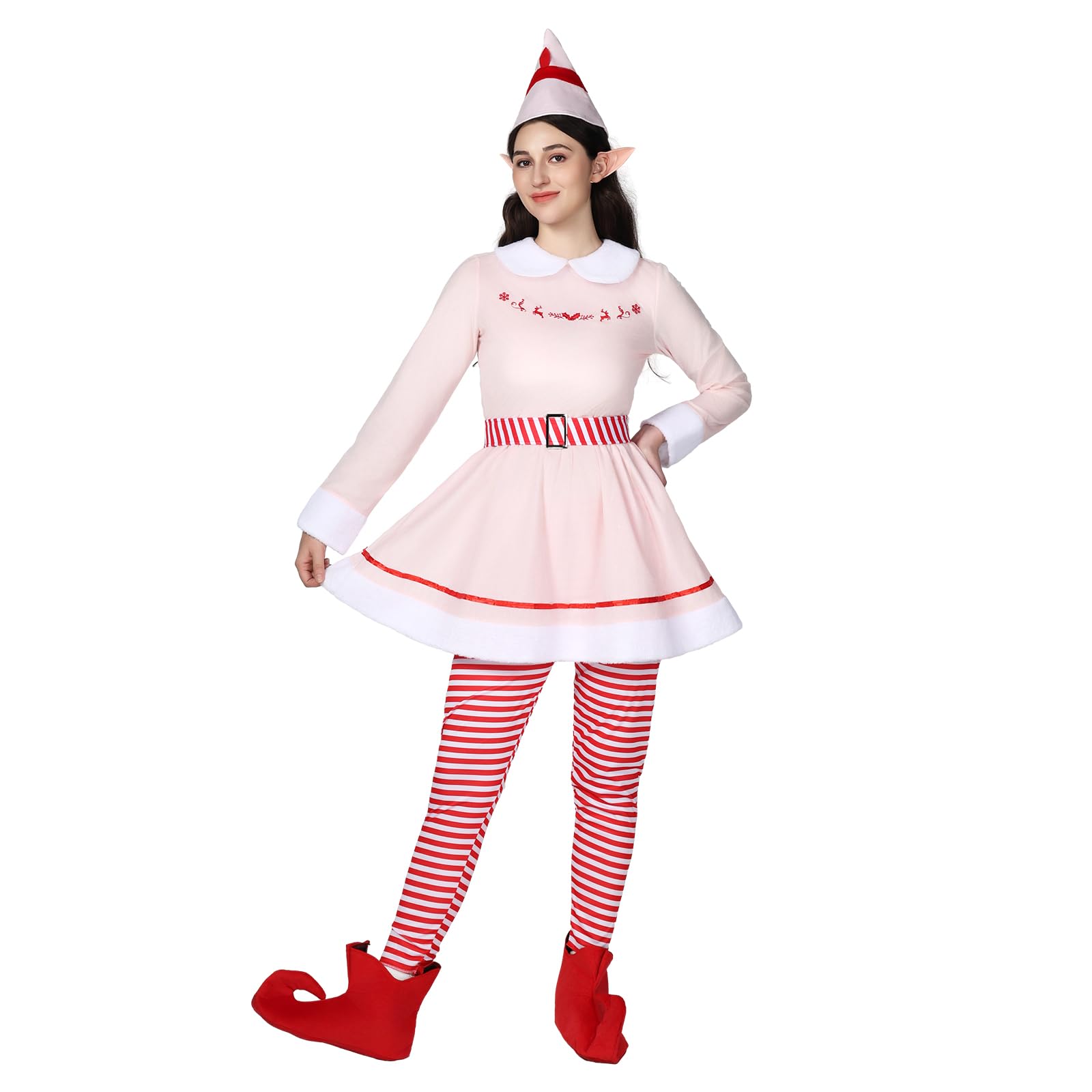 EraSpooky Costume d'elfe de Noël pour femme, déguisement d'elfe de Noël de luxe