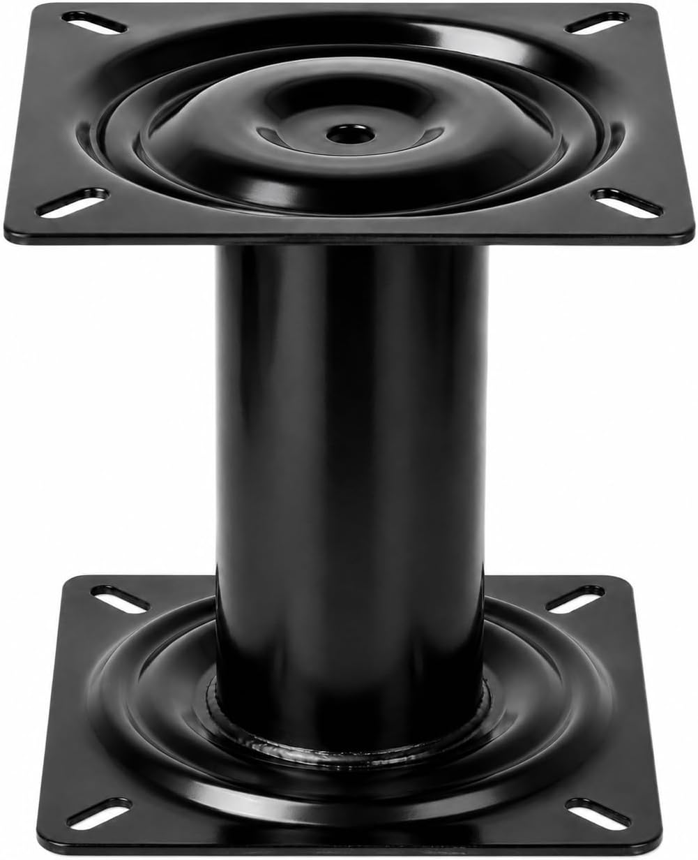 Boat Seat Pedestal, 7 Inch Boat Seat Economy Pedestal Base Mount | Powder coated steel, for Jon bass fishing pontoon boats, fixed-height support, pre-drilled plates, wobble-resistant