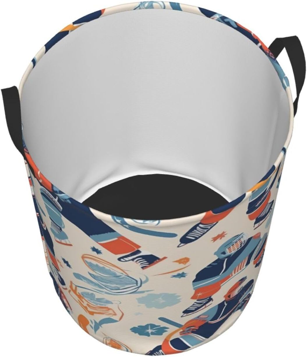 Large Laundry Basket Hockey Elements Creative Patterned Laundry Hamper Dirty Clothes Hamper for Laundry Collapsible Waterproof Laundry Baskets Decor Basket for Bedroom Living Room image 3