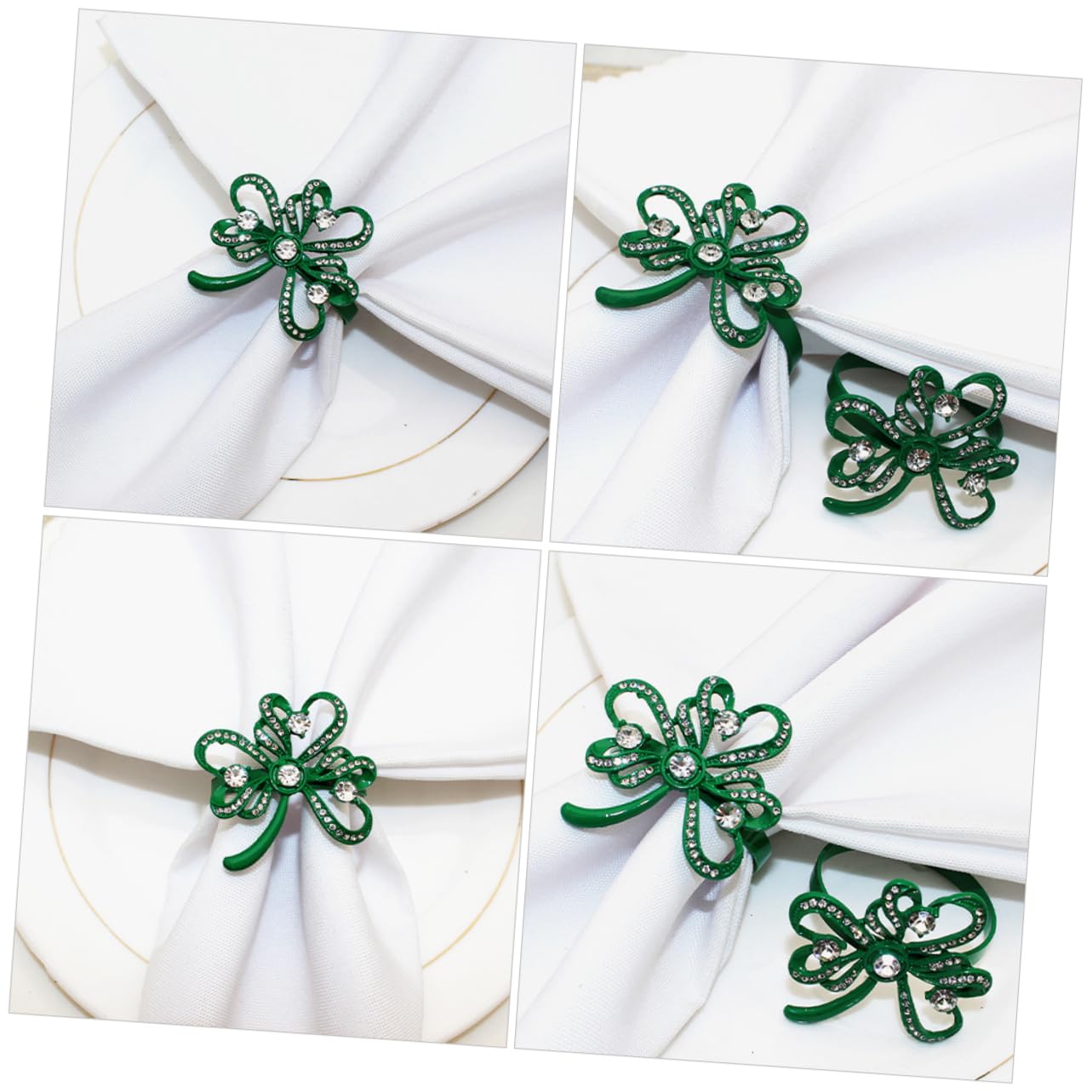 PRETYZOOM 3 Set Portatovaglioli Shamrock Portatovaglioli D'oro Risaia Portatovaglioli Autunnali Decorazioni Per Tovaglioli Portatovagliolo Trifoglio Perni Di Trifoglio Lega Green 4 Pezzi * 3