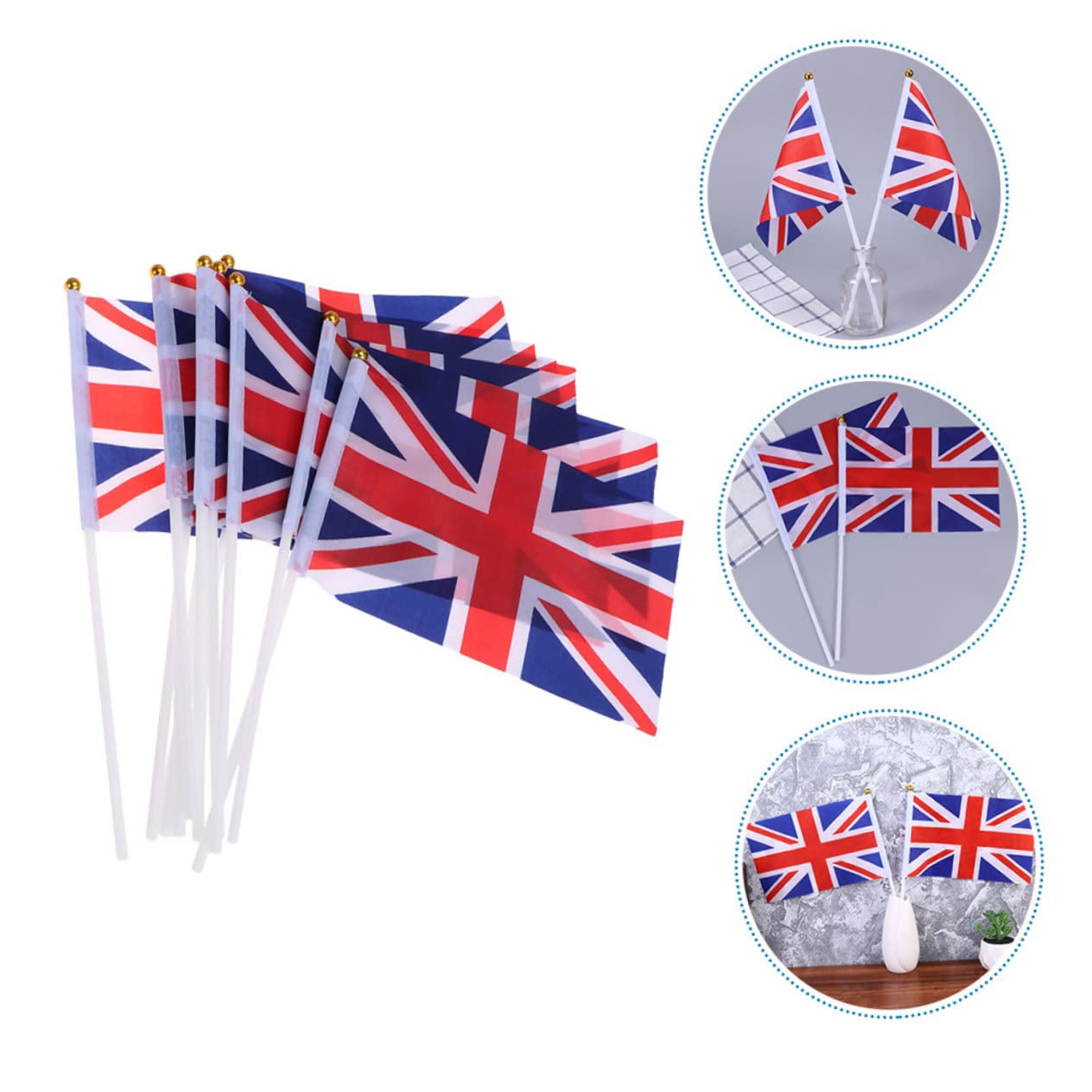 25 Pezzi Bandiere Inglesi Piccole a Mano in Poliestere Bandiere Union Jack per Feste Sportive Stadio Esterno