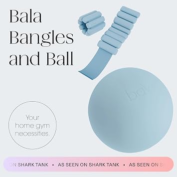 Bala Bangles Workout 2 Piece Set - 2lb Bangles Wrist & Ankle Weights & Pilates Exercise Ball
