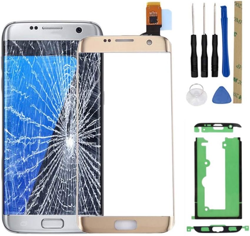 for Samsung for Galaxy S7 Edge Replacement Touch Screen Digitizer Repair Outer Front Glass with Tools and Adhesive Tape for G935V G935P G935F G935T G935A - Gold