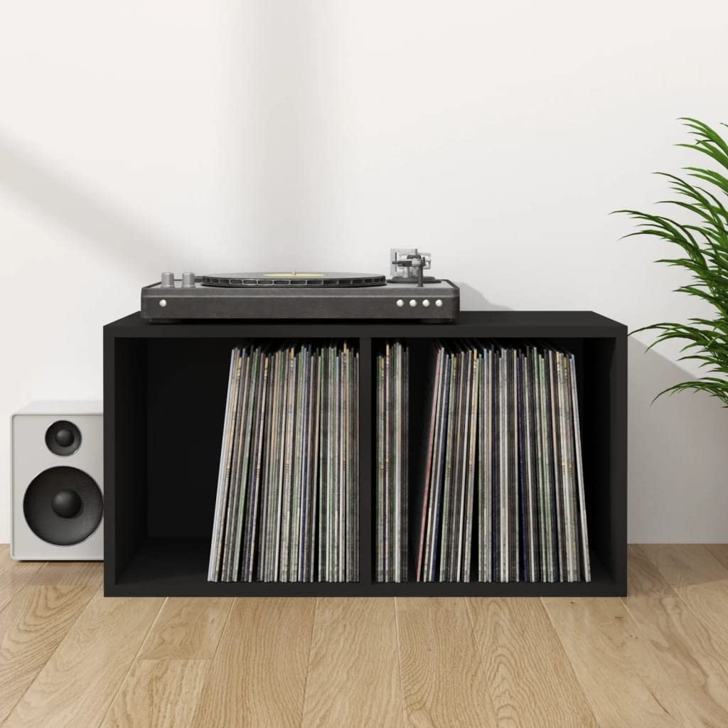 Home-Armadi & Storage,Armadi e rack di archiviazione multimediali,Scatola di immagazzinaggio in vinile nera 71x34x36 cm legno ingegnerizzato