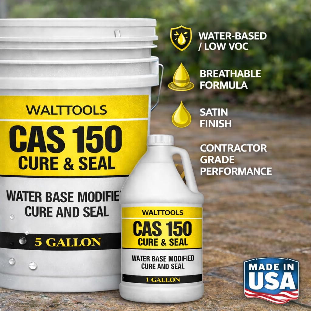 CAS 150 Concrete Sealer | High Grade, Water-Based Concrete Curing Membrane, Sealer, & Dust Proofer (1 Gallon)