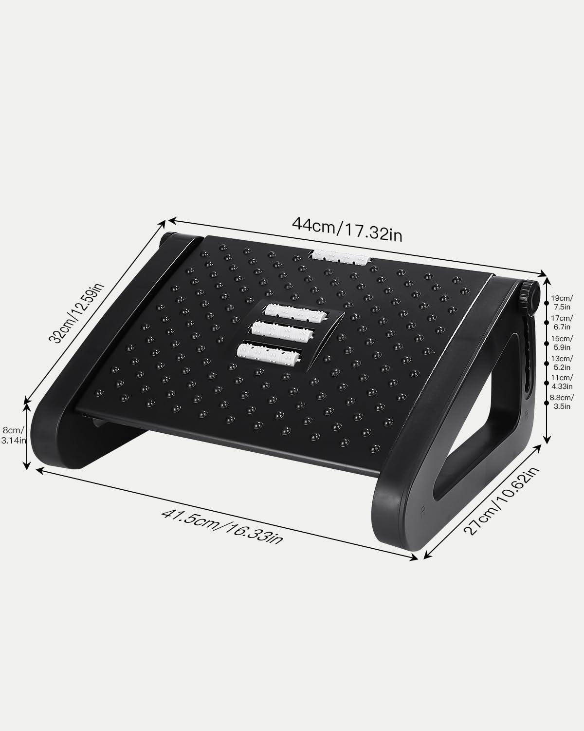 Regulowany podnóżek,Ergonomiczny podnóżek z 6 Regulowaną wysokością i kątem, antypoślizgowy stołek do domu, biura i podróży, użyteczny pod biurkiem