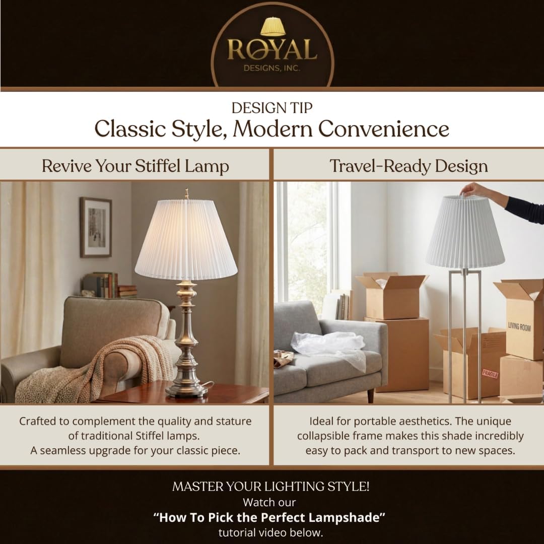 Royal Designs, Inc. HB-683-17EG Do-It-Yourself Easy Assembly Accordion Knife Pleat Empire Lamp Shade, 10 x 17 x 12, Eggshell, Stiffel Lamp Shade Replacement