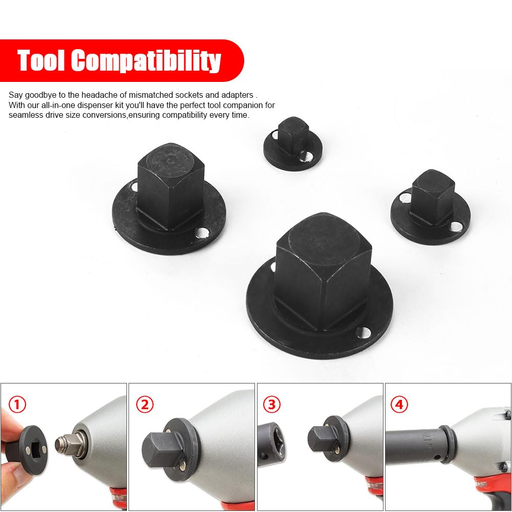 Adaptador de enchufe de impacto de perfil bajo, reductor de accionamiento (3 piezas, juego de 3/10.2 cm a 1/5.1 cm), (1/5.1 cm a 3/20.3 cm), (3/20.3 cm a 1/10.2 cm)