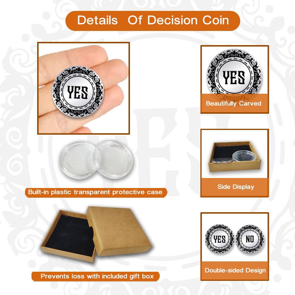 UNICRAFTALE 2Pcs Yes No Challenge Coin Decision Maker Coin Funny Decision Maker for Friends Commemorative Coins Lucky Coins Flipping Token Question Answer Token Gifts for Men Womens - Image 3