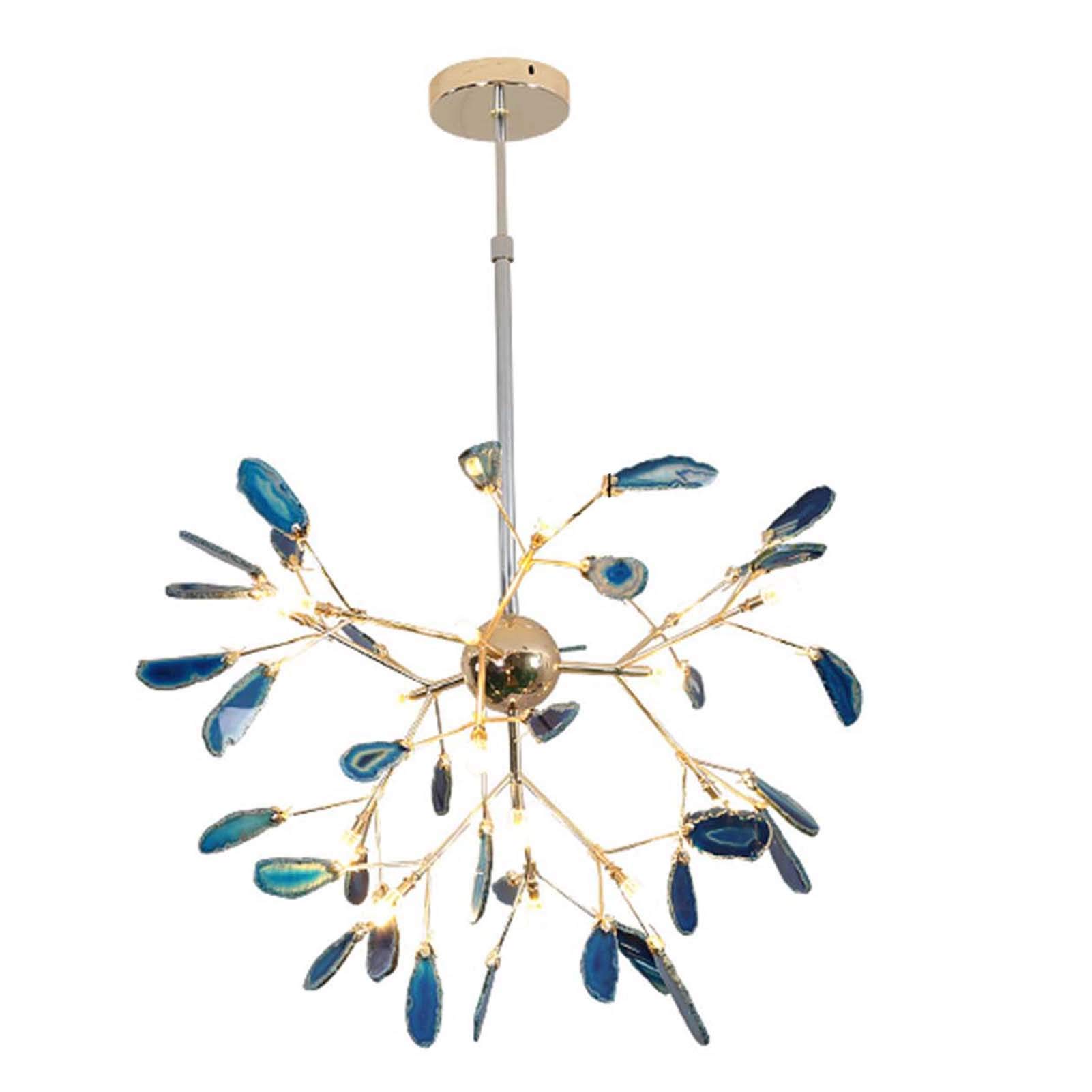 CZYLJLK Led Pendant Lighting Ceiling Light Fixture Hanging Lamp Creative Agate Piece,Sputnik Firefly,G4 Postmodern Onyx -Gold and Blue 16