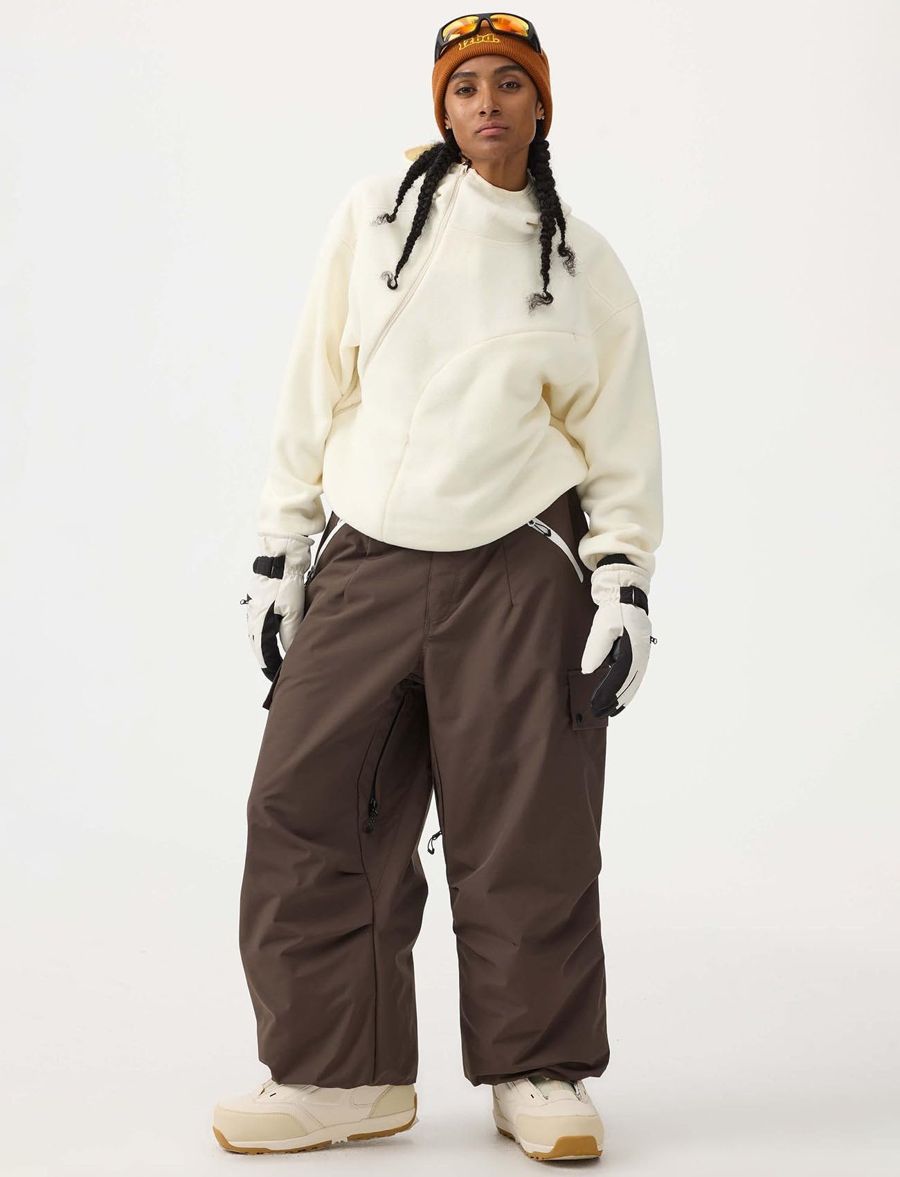 GSOU SNOW Hombres Mujeres Pantalones de Esquí Holgados Pantalones de Snowboard Baggy Pantalones de Nieve Oversize - Multibolsillos Impermeable Antiviento Transpirable Cálido