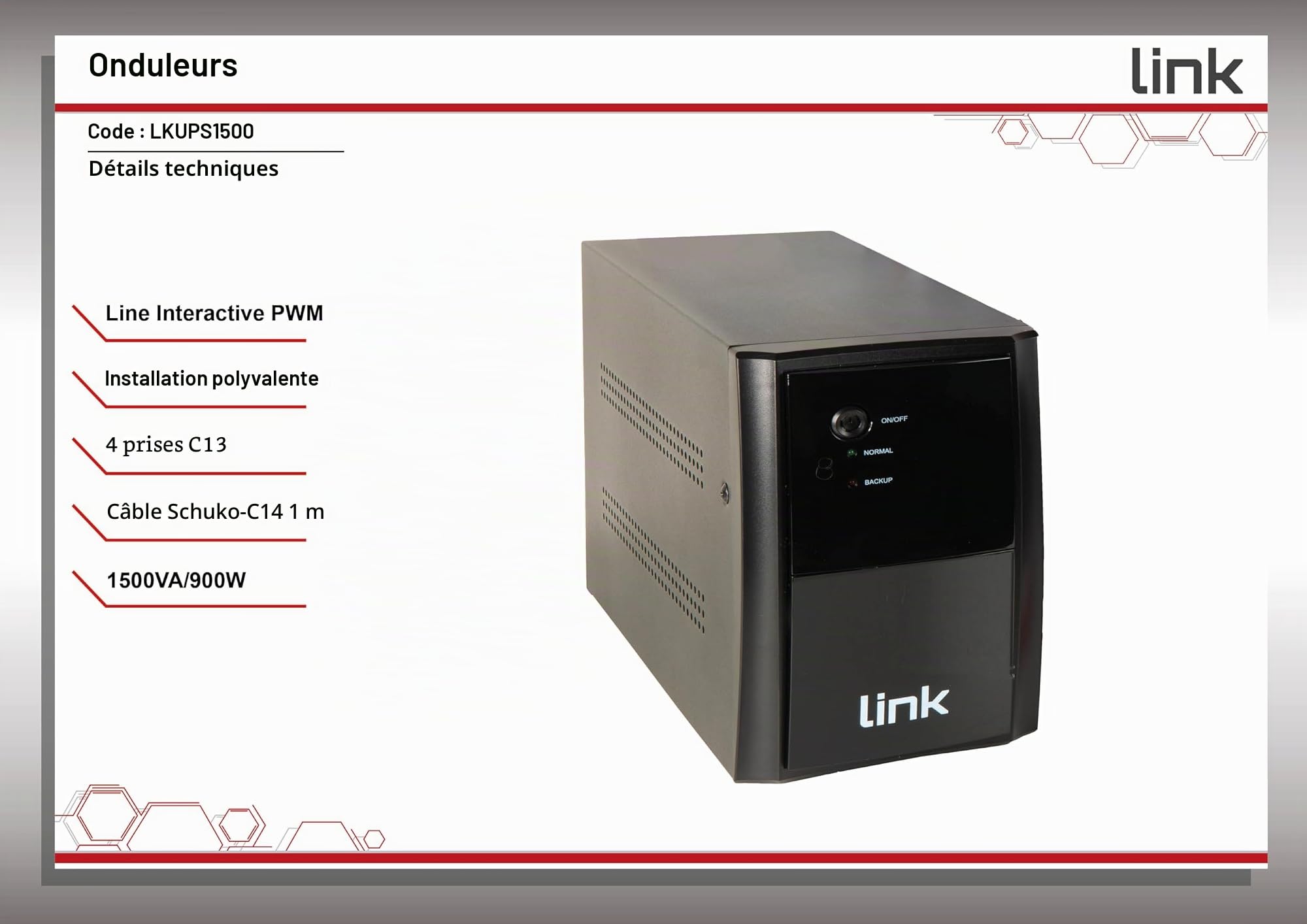 Link lkups1500 Onduleur 1500 VA 900 W
