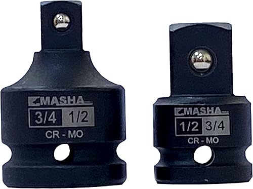 Miniatura 8 de Masha Tools - Juego de adaptador y reductor de enchufe de impacto de 12 pulgada y 34 de pulgada  juego de 2 piezasacero al cromo molibdeno
