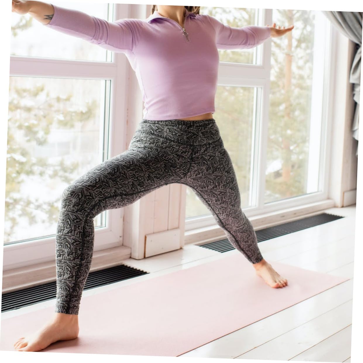Tappetino da Yoga Nbr Spesso Antiscivolo Rosa per Fitness