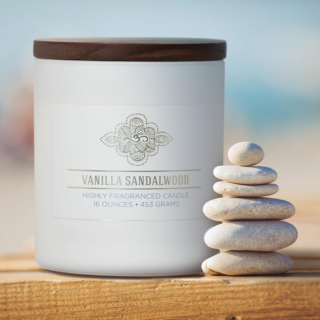 Wellness - Vela aromática en tarro – Vainilla sándalo 16 oz.