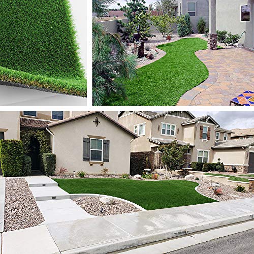 Petgrow Luxurious Artificial Grass Realistic Turf 4 X 7 Feet,1.57 Inch Pile Height Ultrathick Indoor/Outdoor Dog Fake Faux Grass,Synthetic Grass Rug Garden Landscape Patio,Drainage Holes #TOP5