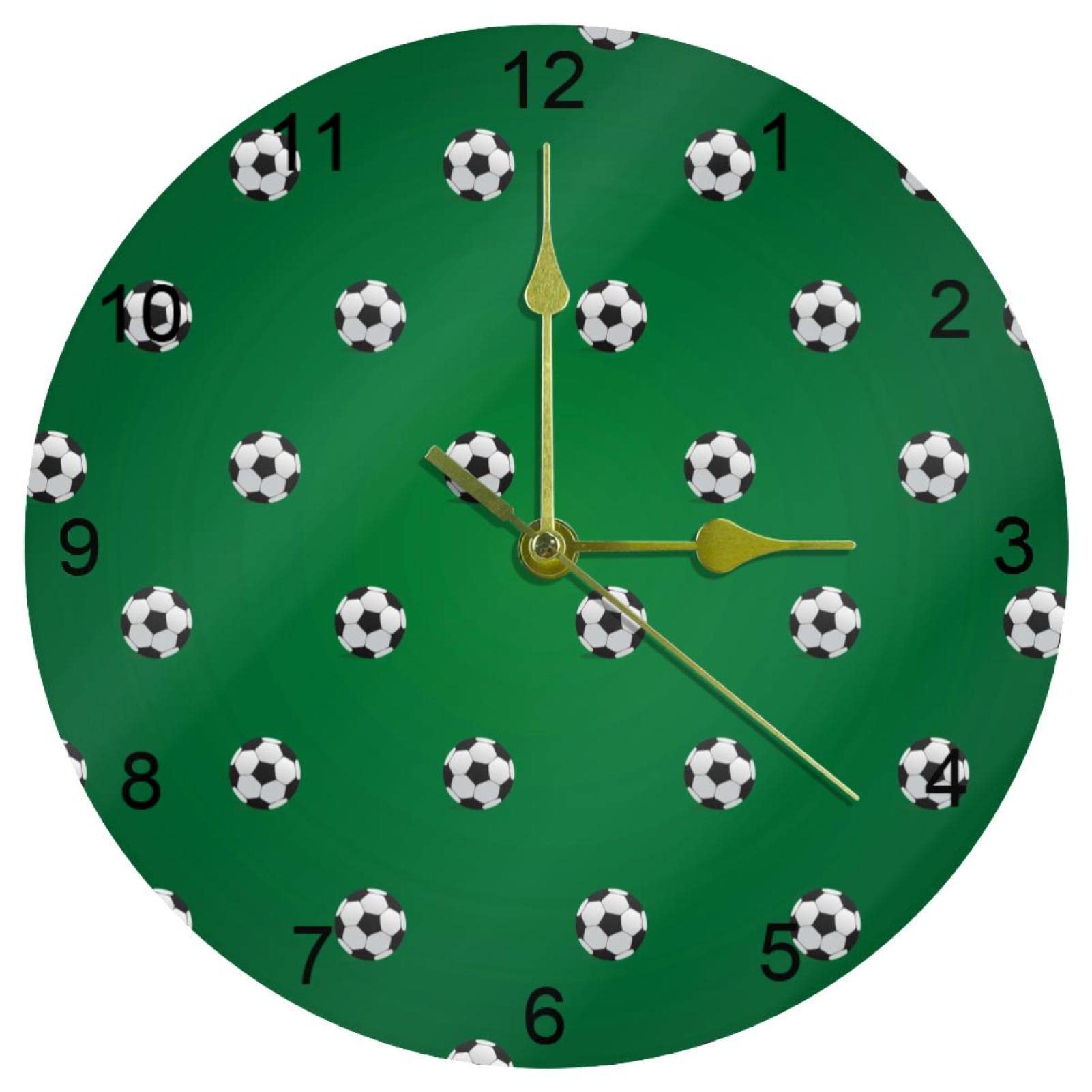 Horloge murale football 25 cm à quartz silencieuse pour chambre et salon