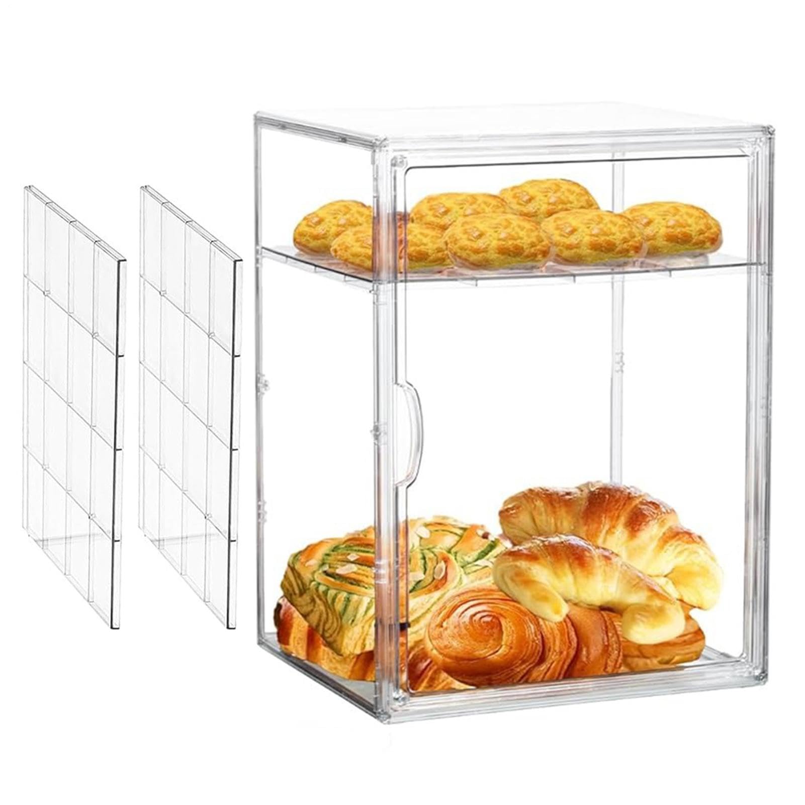 Expositor De Panadería Contenedor Transparente Ajustable De Acrílico | Esquinera para encimera, esquina, despensa, sándwich, tostada, hogaza, masa, bollo, mantequilla,
