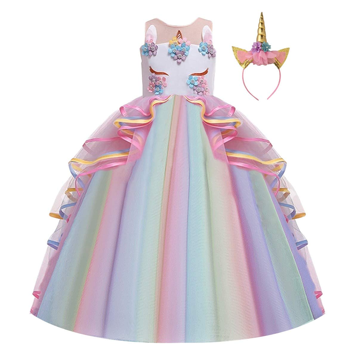 Buy MYRISAM Unicorn Costume Princess Birthday Pageant Party Dance Performance Carnival Long Maxi ...