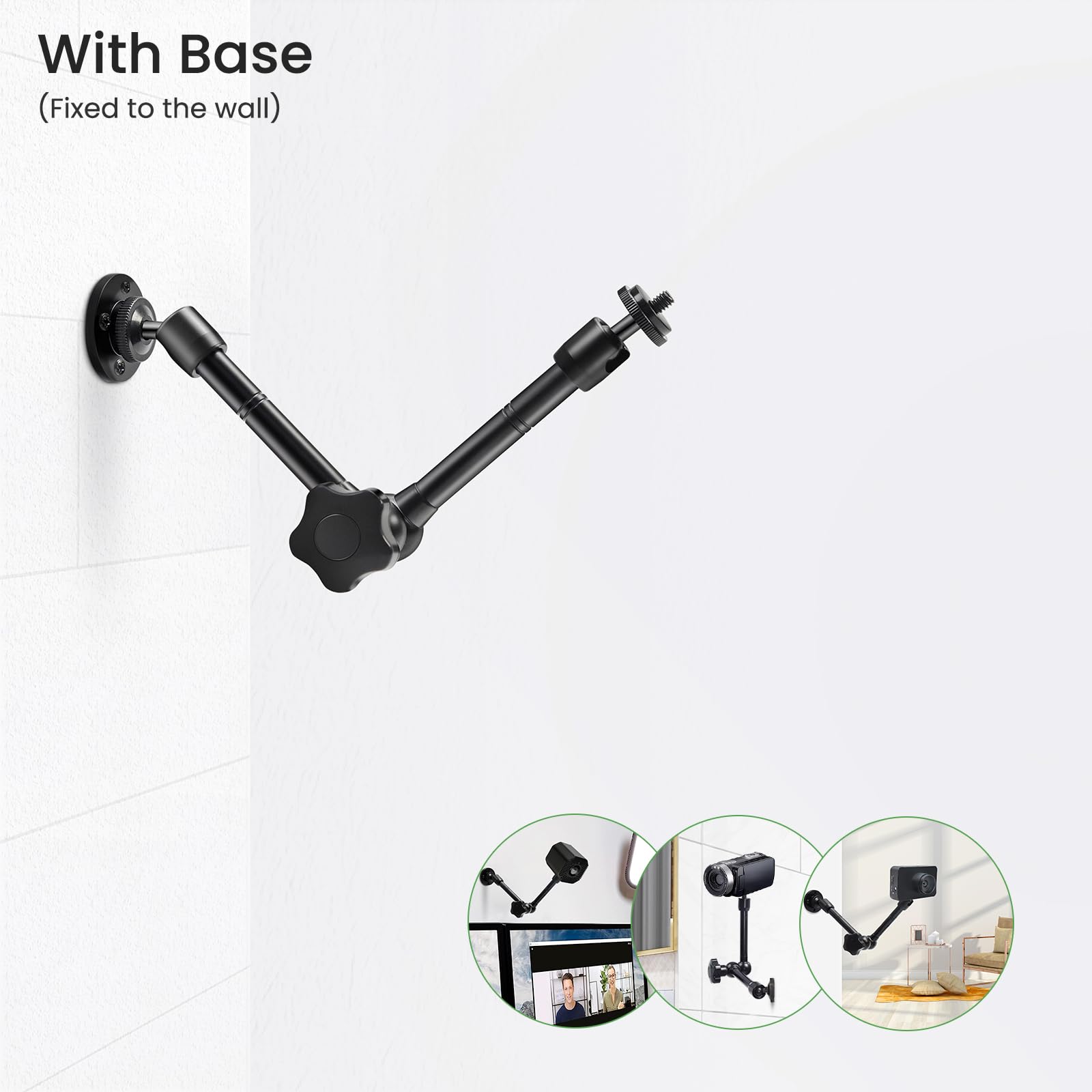 MOKOSE Brazo articulado mágico ajustable y superabrazaderas con rosca de 1/4 y 3/8 pulgadas para cámaras, monitores LCD/LED, cámara web