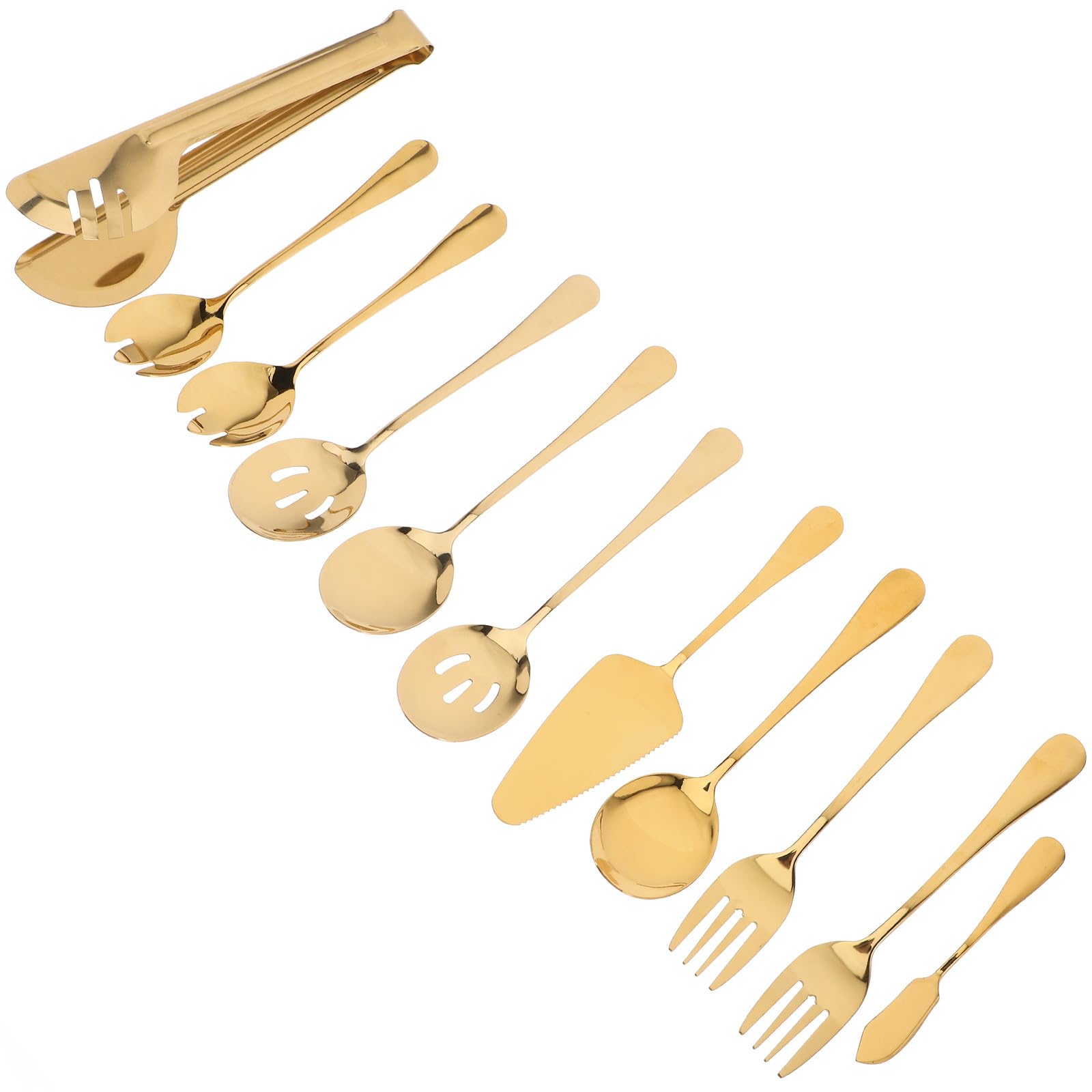 SOLUSTRE Edelstahl Besteckset Gold Wiederverwendbares und Robustes Küchenutensilien Satz Spülmaschinenfest für Bbq und Hotels Modernes und Einfaches Design