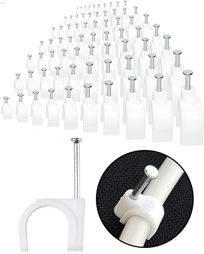 Paquete de 100 mini clips redondos para cables, clips de gestión de cables de computadora para electrodomésticos, Ethernet, cable coaxial y cables