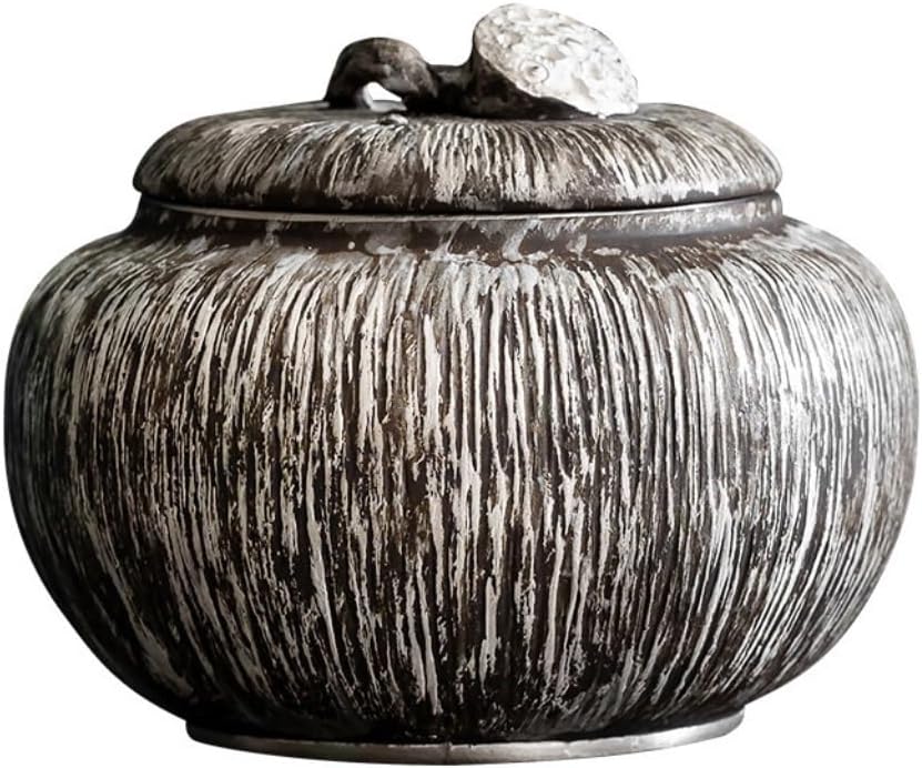 SONGCHAO Sugar Jar Ceramic Loose Tea Storage Jar, Retro Porcelain Jar, Sealed Jar, Creative Lotus Porcelain Jar, Portable Tea Jar Tea Canister (Color : A)