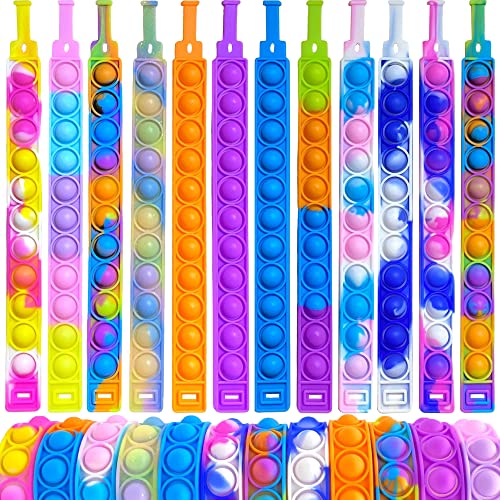 Yeefunjoy 24 Piezas Pop it Fidget Toy Set, Juguete de Pulsera Pop Bubble Fidget, Juguete Antiestrés, Pulsera de Juguete Fidget, Juguetes Fidget para Estirar Juegos de Fiesta aliviar el estrés Cover