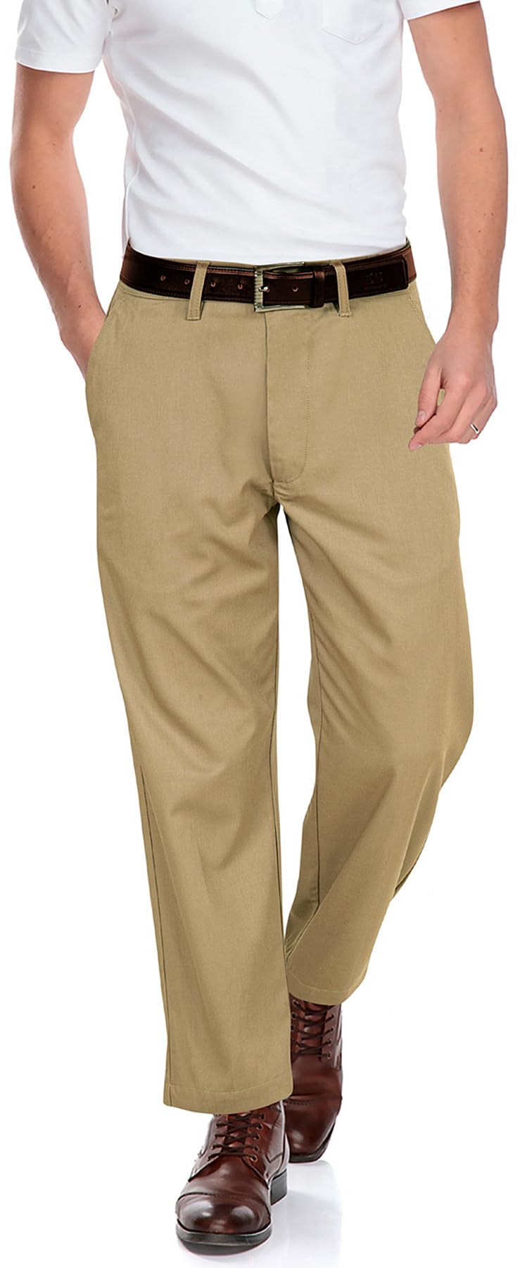 ROYALE LINENS Men's Classic-Fit Wrinkle-Resistant Flat-Front Chino Pant