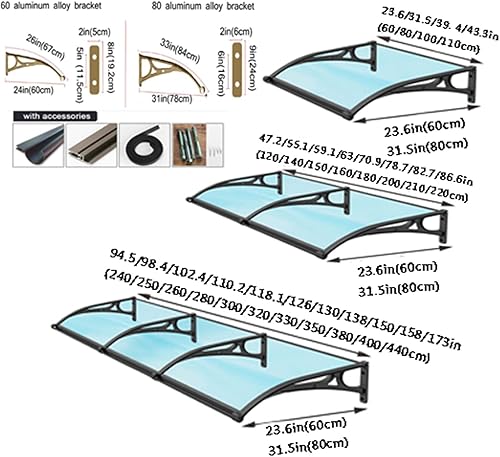 Miniatura 2 de Toldo para ventana de puerta de patio, cubierta de policarbonato para puerta delantera, toldo para puerta, toldo para jardín, ventana al aire libre,