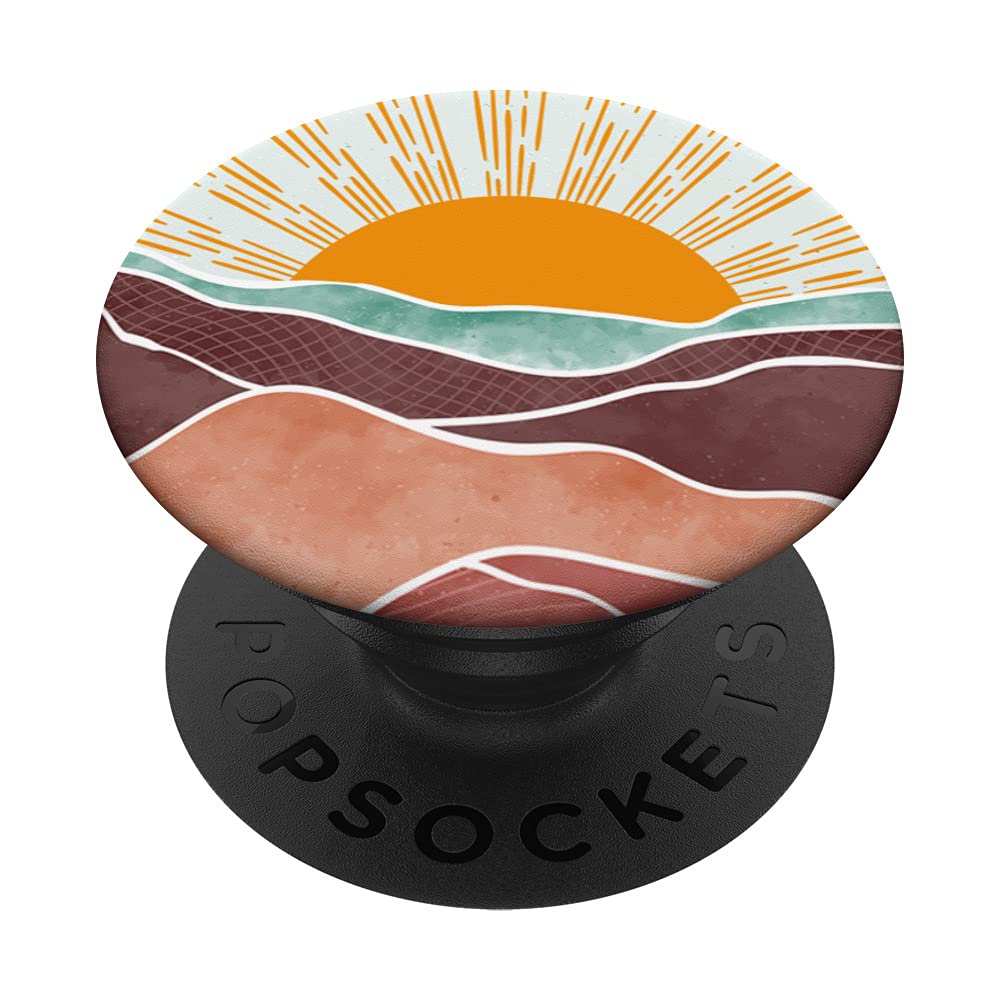 Boho Chic Mountain Sun Landscape Minimalist Mountain Sunset PopSockets PopGrip: Swappable Grip for Phones & Tablets PopSockets Standard PopGrip