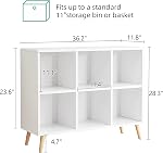6-Cube Bibliothèque 2 Bibliothèque moderne Tier avec jambes, 36" Étagère de rangement en bois, étagères autoportantes pour chambre à coucher, bureau de salon, blanc moderne