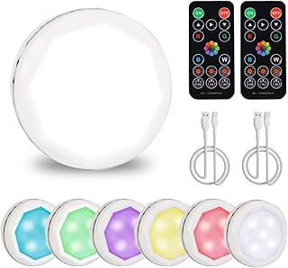 Sponsored Ad - Rechargeable LED Puck Lights, Dimmable 16 Colors LED Under Cabinet Lighting with Remote Control, Timing Wir...