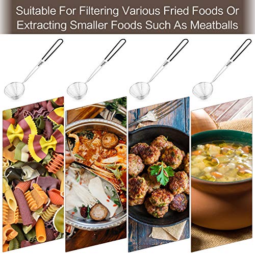 9 Pieces Stainless Steel Spider Strainer Spoon Small Wire Skimmer Colander with Handle for Hot Pot, Tortellini and Meatball by Heqishun - Image 3