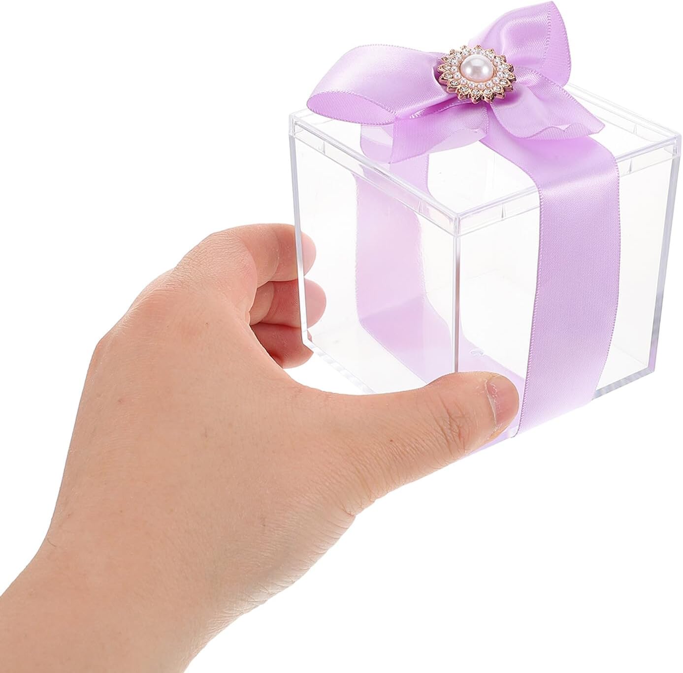 DIYEAH Plastic Wedding Candy Box with Bowknot, Purple Decorative Organizer for Jewelry and Party Favors, Mini Candy Storage Case for Bridal Shower and Craft Supplies image 4