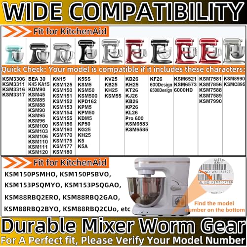 Image of Mixer Worm Gear Replacement (2-Pack) - Compatible with KitchenAid, Whirlpool & Kenmore Stand Mixers - Replaces Part Numbers 4162897, 4169830, AP4295669, WPW10112253, PS11748374, 4161531