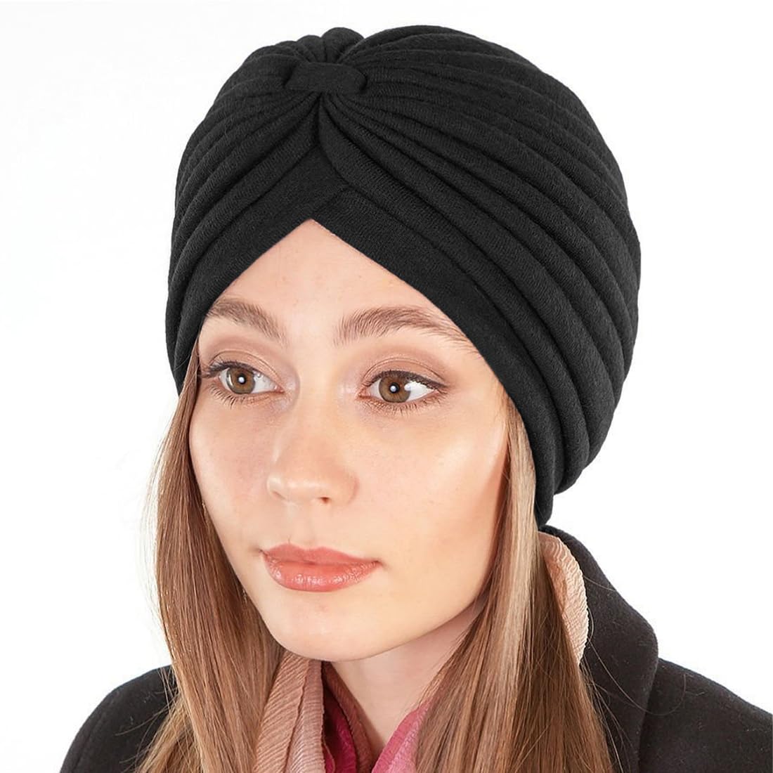 2 Pezzi Turbante Donna Berretto di Cotone Morbidi Tappi Copricapo Chemio Turbanti Cuffia Cappello Elastico Foulard per Capelli per Perdita di Capelli
