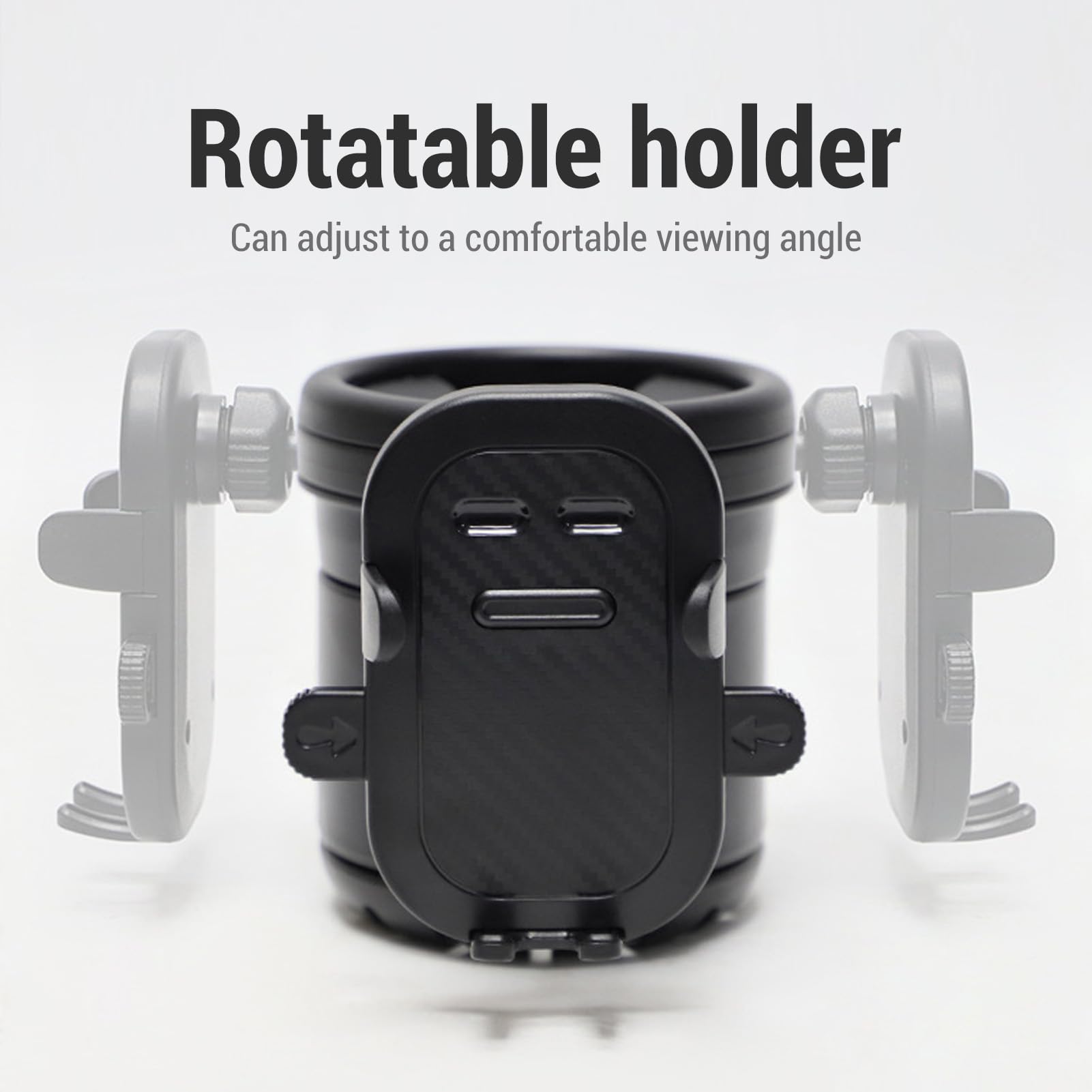 Porte gobelet Universel pour Poussette avec Support téléphone Rotatif à 360 degrés, Support Multifonction pour Bouteille, gobelet et téléphone, Compatible avec la Plupart (Noire)