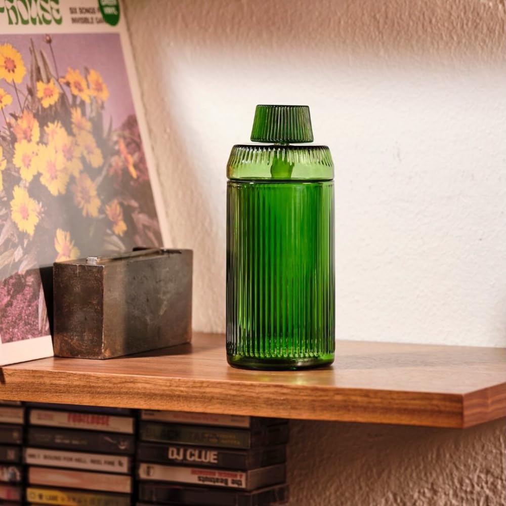 NWTN Home Deco Bong in Vetro Borosilicato, Pipa ad Acqua da Tavolo Vintage con Braciere 14 mm, Design Gravity (Smeraldo)