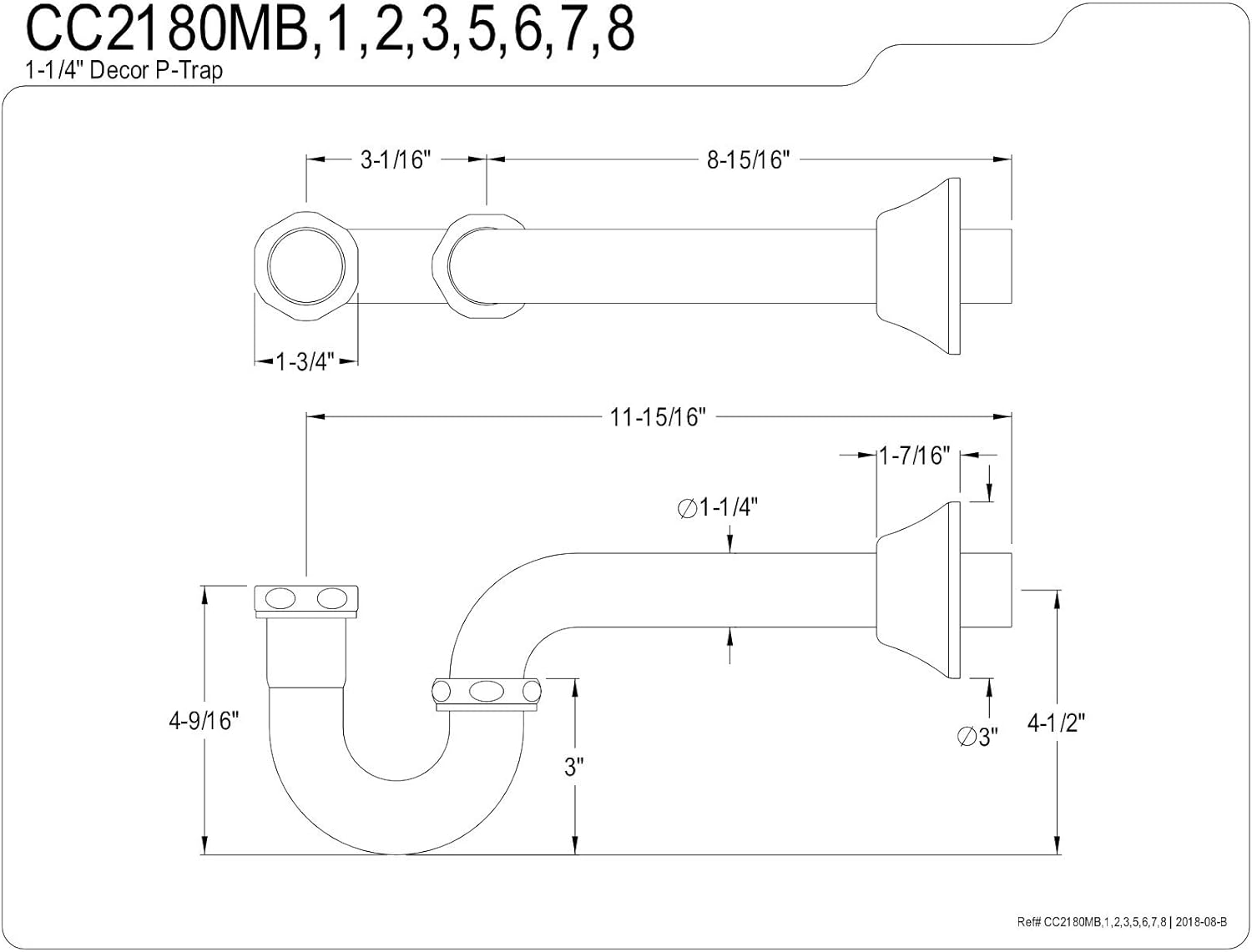 Flash Sale Kingston Brass CC2183 P-Trap, 1-1/4 Inch, Vintage Brass