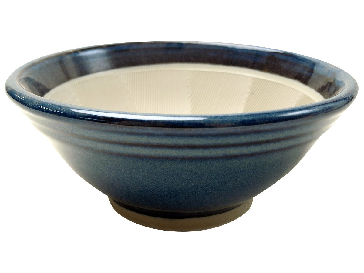Iwami-yaki Suribachi Mortar Bowl, Blue Namako
