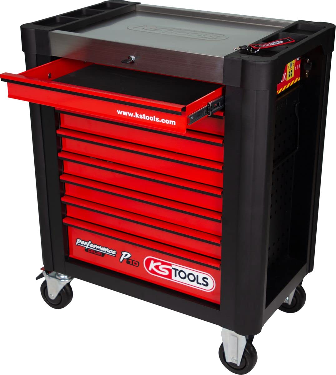KS Tools 810.4241 PERFORMANCEplus Werkstattwagen P10 mit 8 Schubladen, bestückt mit 241 Werkzeugen in 4 Einlagen für 4 Schubladen